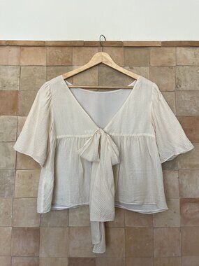 Club "Ahlam" Monaco Back Tie Silk Top **Ivory** Size M